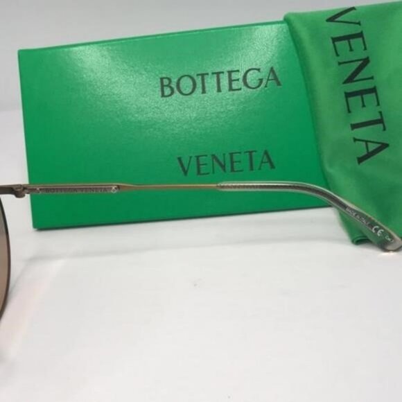 Authentic New BOTTEGA VENETA Satinized metal over round sunglasses - Picture 8 of 11